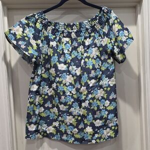 Hayden Floral Off-Shoulder Tunic - Blue, Green, White